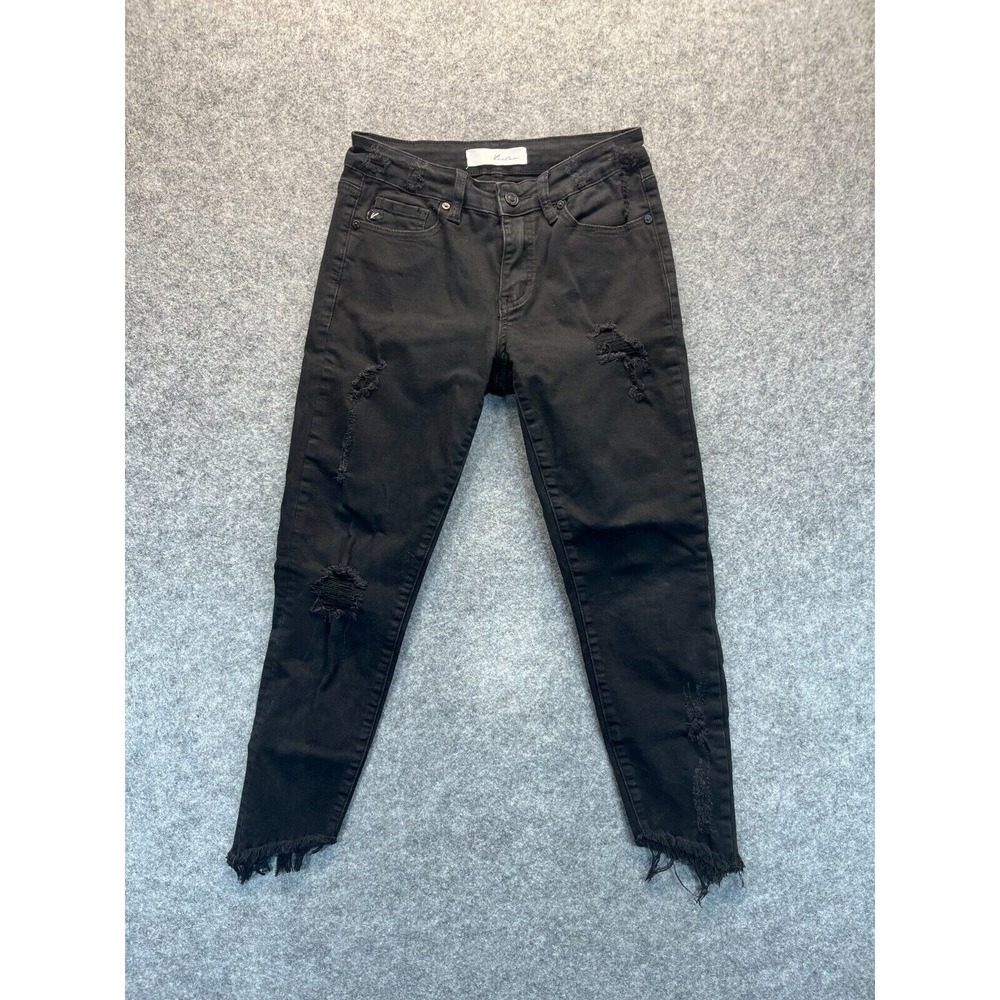 KanCan Jeans‎ Women's 5 26 Skinny Black Raw Hem Distressed Ankle Denim